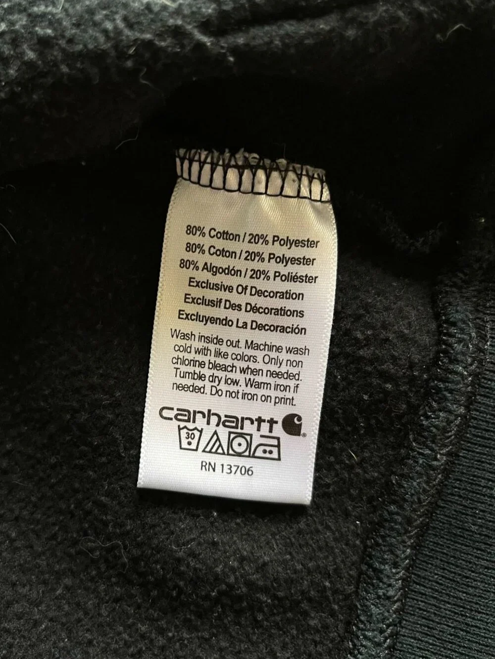 Carhartt black lettering hoodie 9m
